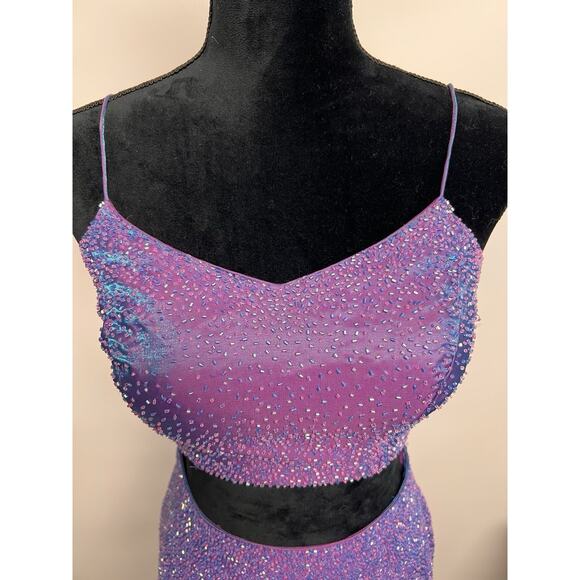 Vintage Alyce Maxi Gown Dress Sz 4 Purple Y2K Goth Whimsigoth 90S Beaded Lace Up - Picture 8 of 16